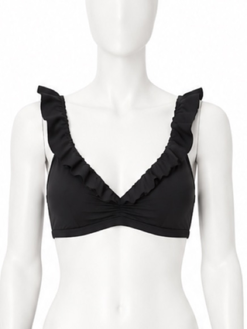Cupshe Black Ruffle V-Neck Bikini Top Only size 3x